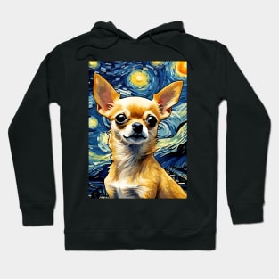 Chihuahua Dog Breed Painting in a Van Gogh Starry Night Art Style Hoodie